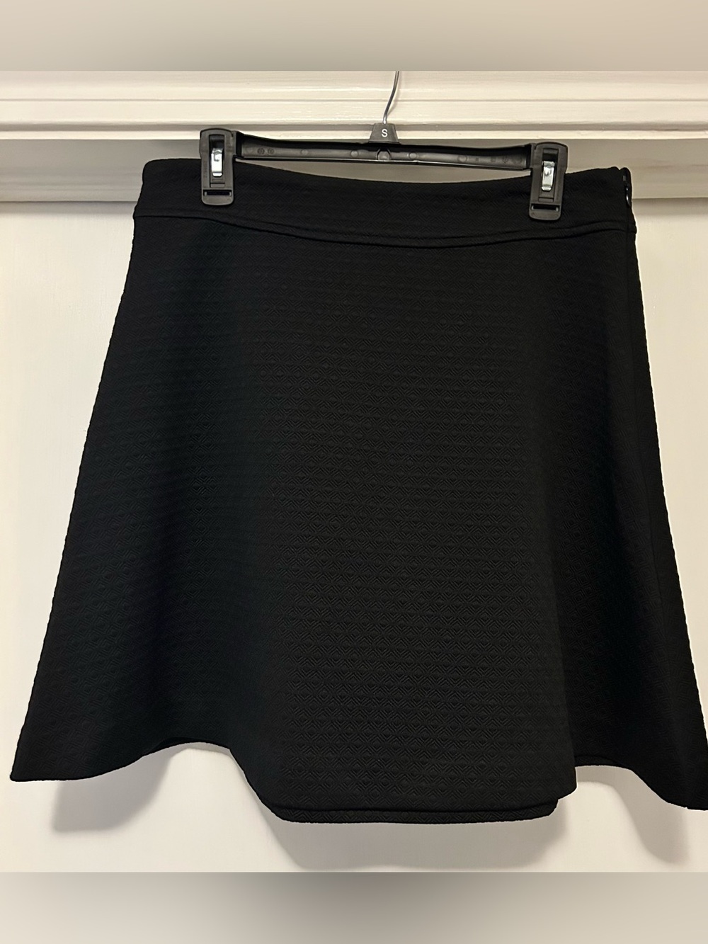 Adrienne Vittadini Women’s Diamond Textured Mini Skirt A-line Side Zip Black M